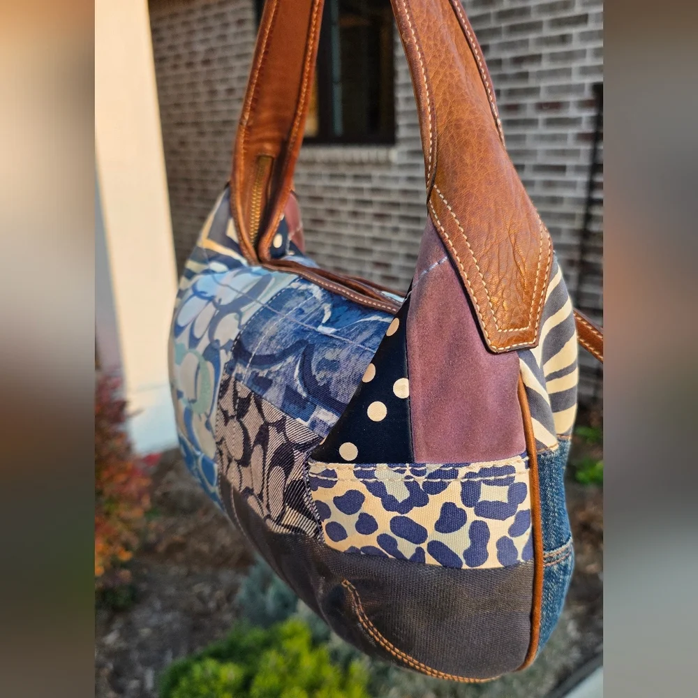 Coach Patchwork Denim Ergo Shoulder Bag - Picture 6 of 9